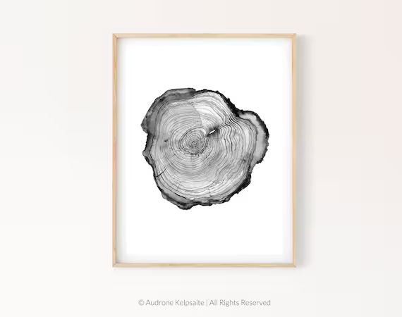 Tree Ring Printable Wall Art Black and White Tree Stump | Etsy | Etsy (CAD)