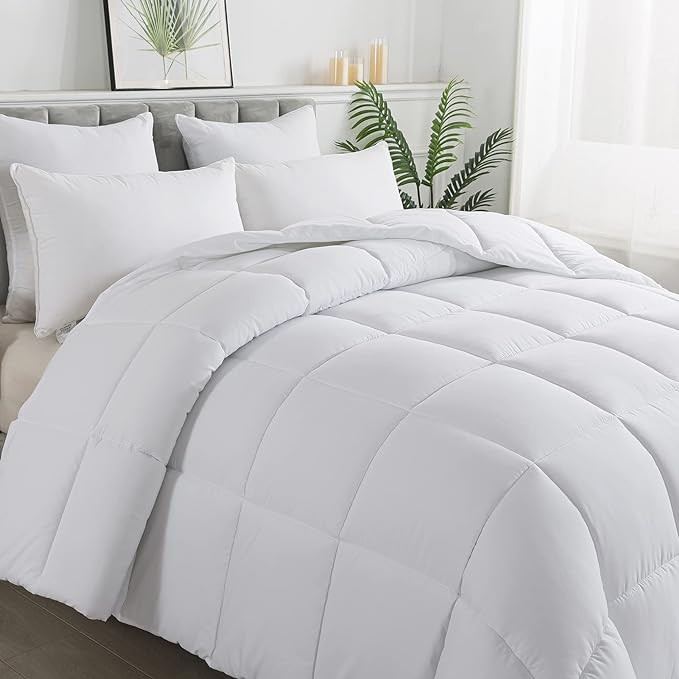 ELNIDO QUEEN All-Season White Down Alternative Quilted Comforter- Corner Duvet Tabs-Machine Washa... | Amazon (CA)