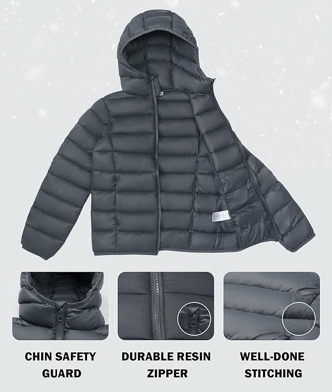 Amazon.com: maoo garden Girls Boys Winter Puffer Fake Down Jacket Kids Lightweight Packable Hoode... | Amazon (US)