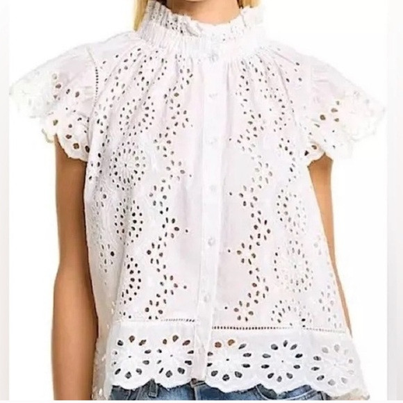 Jennifer Grace White Eyelet Lace Blouse Size M | Poshmark