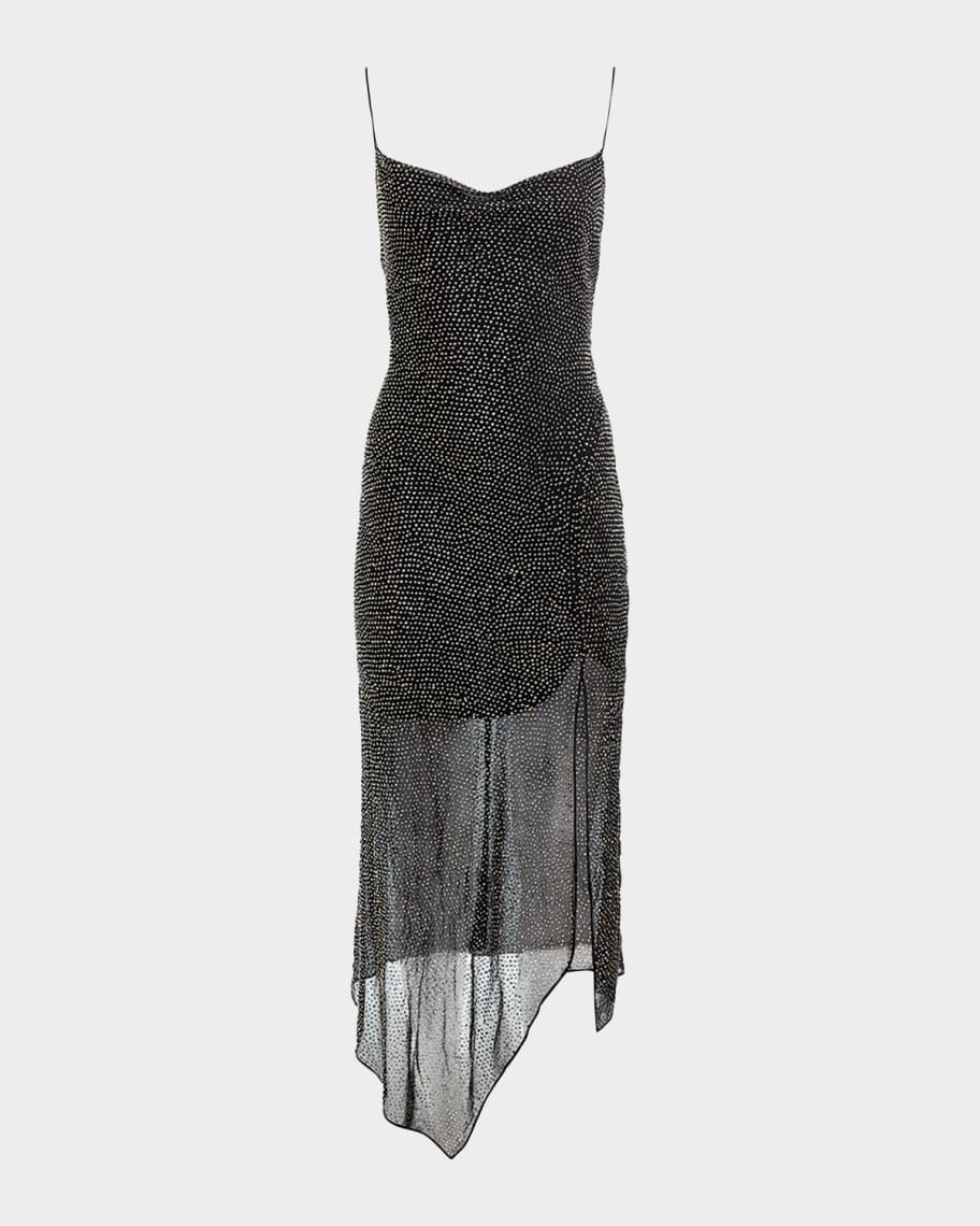 Alice + Olivia Harmony Embellished Draped Midi Dress | Neiman Marcus