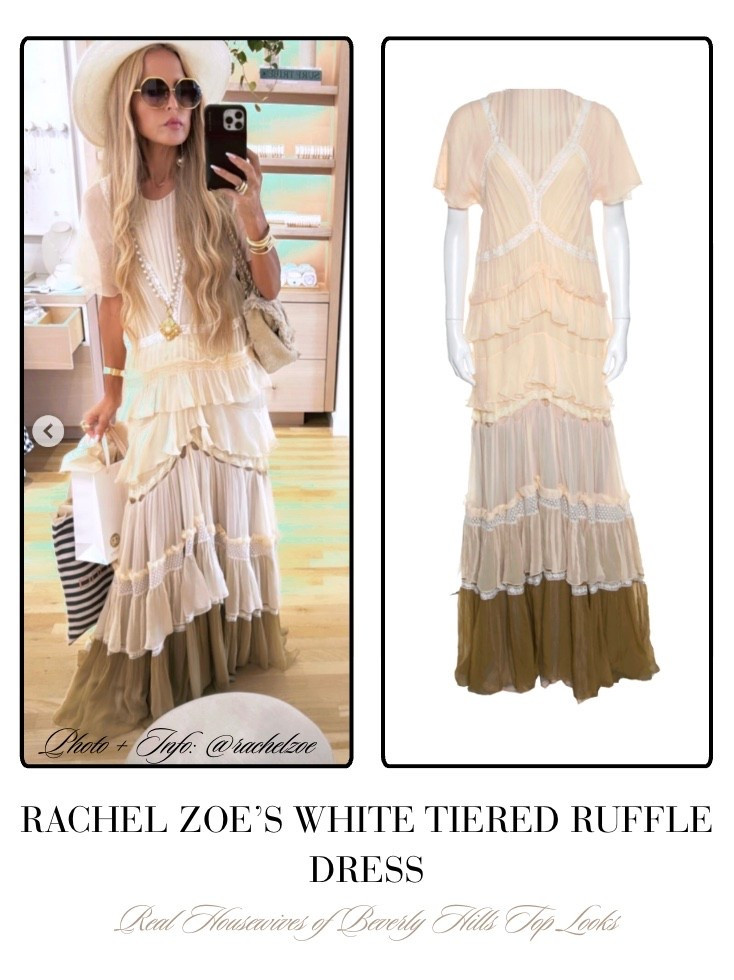 Rachel Zoe’s White Tiered Ruffle Dress 📸 + Info= @rachelzoe 