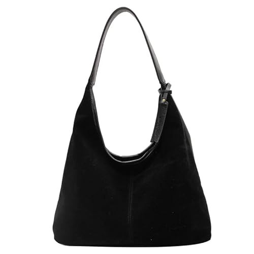 Brown Suede Bag for Women Elegant Brown Purses Brown Tote Bag Purse Large and Small Handbags Suede Purse Slouchy Tote Bag (black) | Amazon (US)