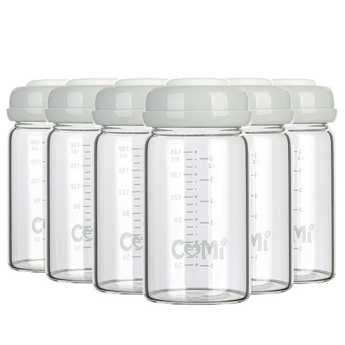 COMI Wide Neck Glass Breastmilk Collection n Storage Bottle, 6oz with Screw Ring Sealing Disk; Re... | Amazon (US)