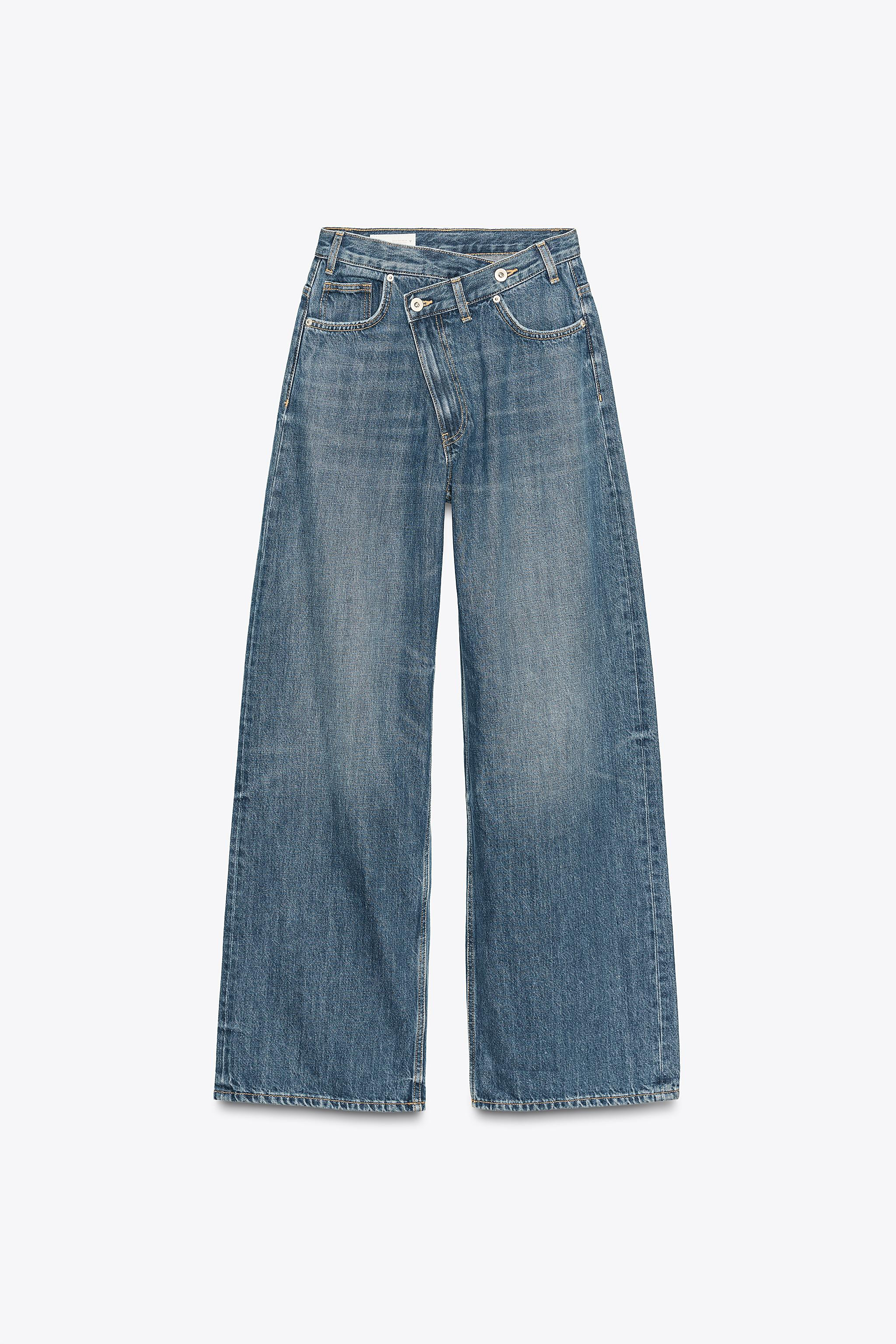 TRF HIGH WAIST CROSSOVER WAIST WIDE LEG JEANS | Zara US