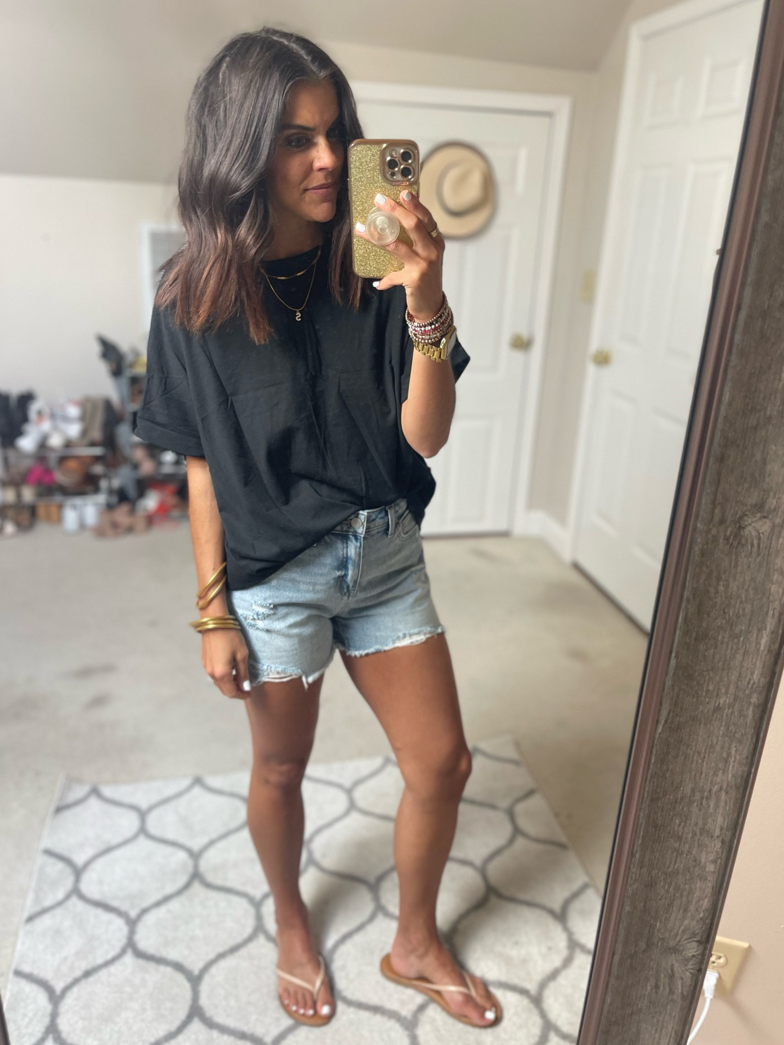 Size small in oversized amazon tee
Sized up one to a 4 in Walmart shorts 

#LTKstyletip #LTKSeasonal #LTKunder50