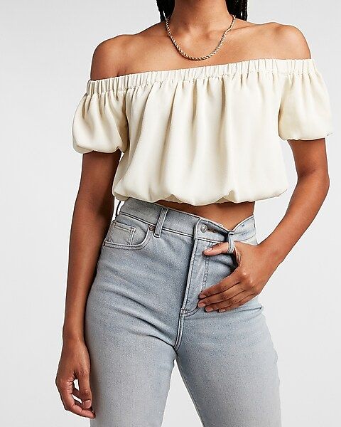 Cropped Off The Shoulder Bubble Top | Express
