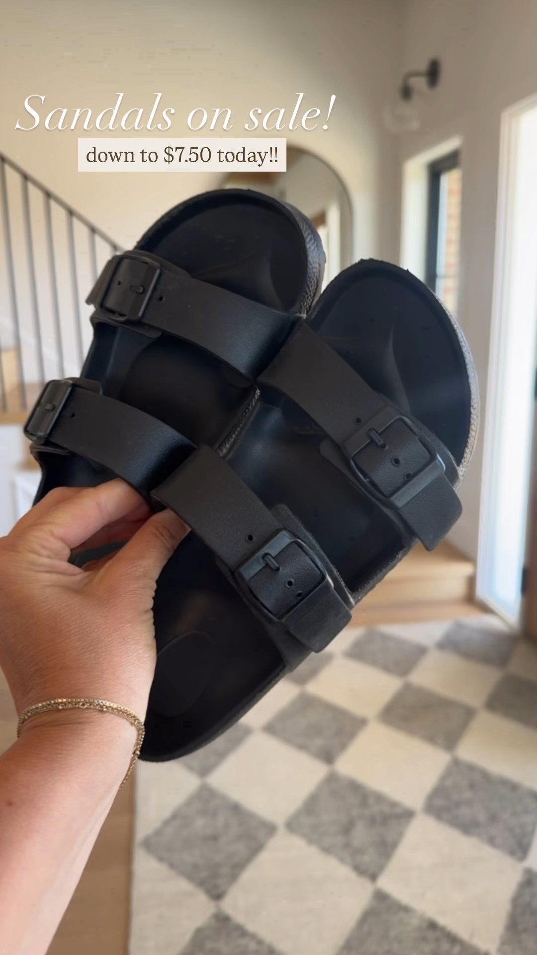 Sandals on sale!! Down to $7.50, tons of colors!

I had the same style inthe Birkenstocks but they ripped and I didn’t feel like spending $50 on new ones- these a little bit more narrow and I like that!