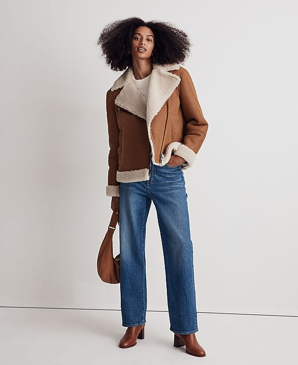 Oversized Shearling Motorcycle Jacket | Madewell | Madewell