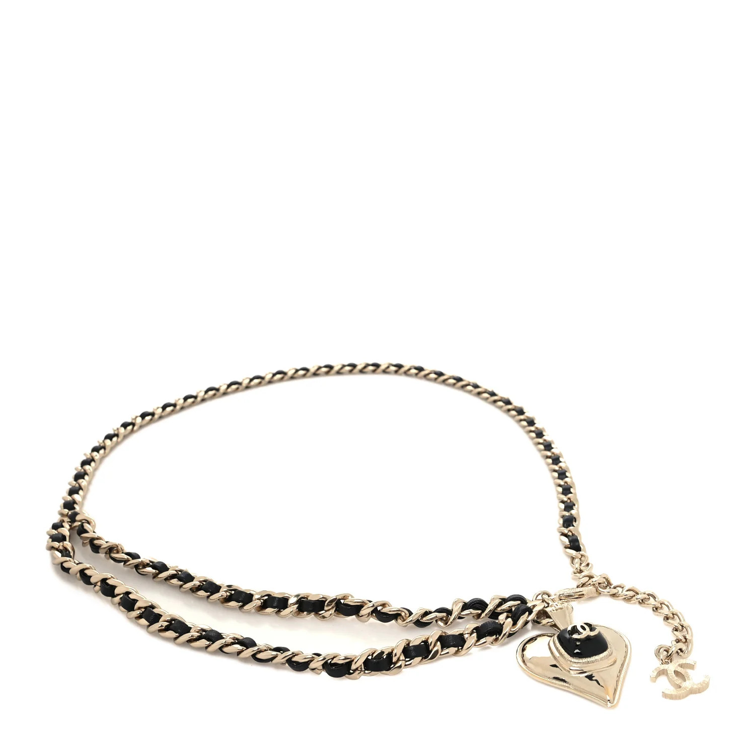 CHANEL Lambskin Enamel CC Heart Chain Belt Black Gold | FASHIONPHILE (US)