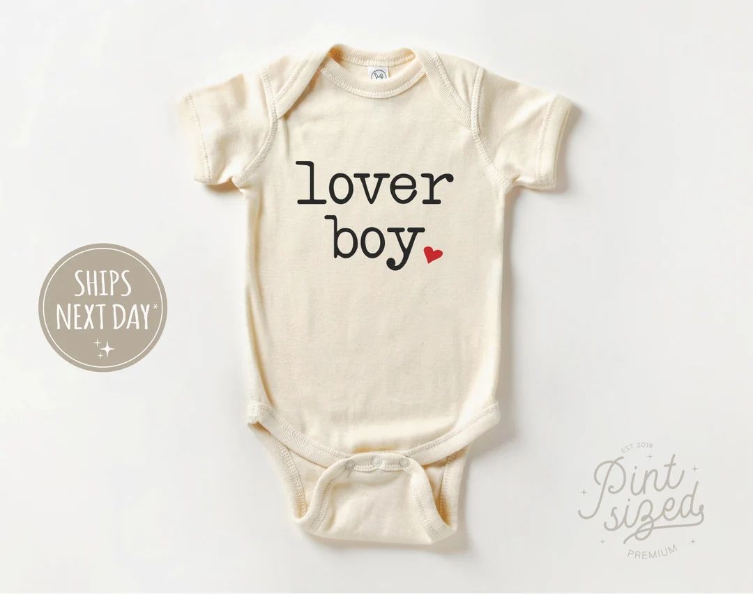 Lover Boy Baby Onesie® - Vintage Valentine's Day Bodysuit - Cute Natural Baby Boy Onesie® | Etsy (US)
