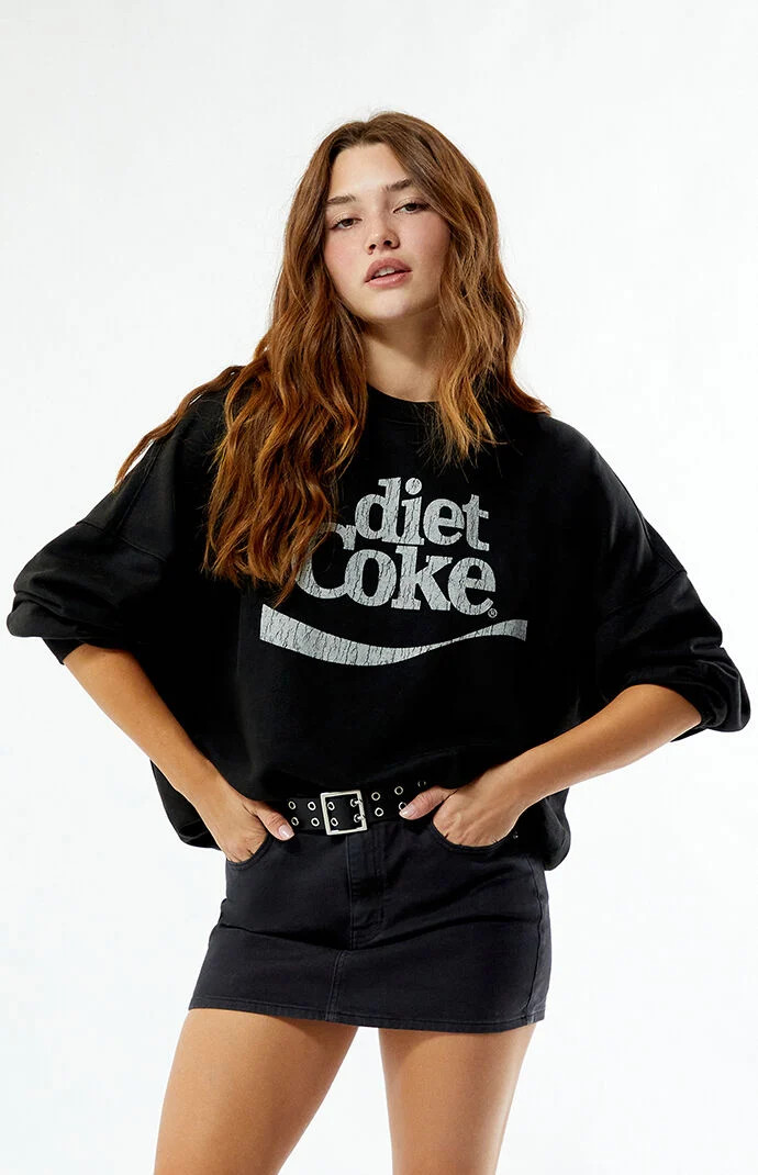 Coca Cola Women's Diet Coke Crew Neck Sweatshirt in Black - Size Small | PacSun