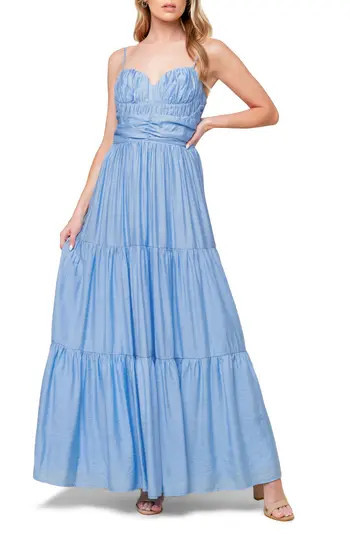 FLYING TOMATO Sweetheart Smocked Maxi Dress in Light Blue at Nordstrom Rack, Size Small | Nordstrom Rack