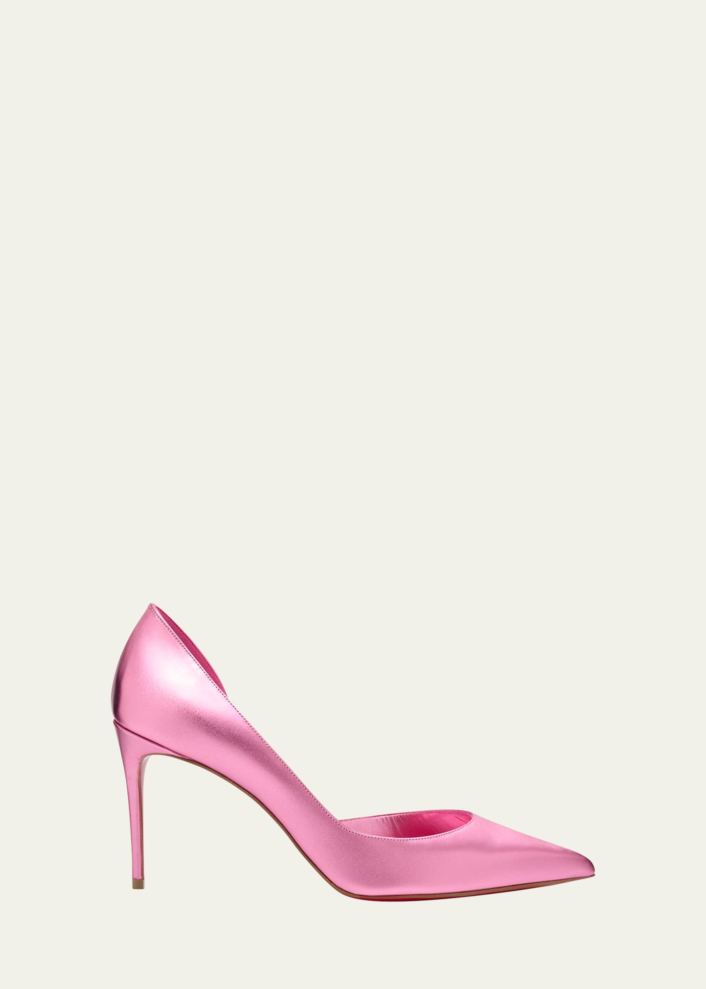Christian Louboutin Iriza Metallic Half-d'Orsay Red Sole Pumps | Bergdorf Goodman