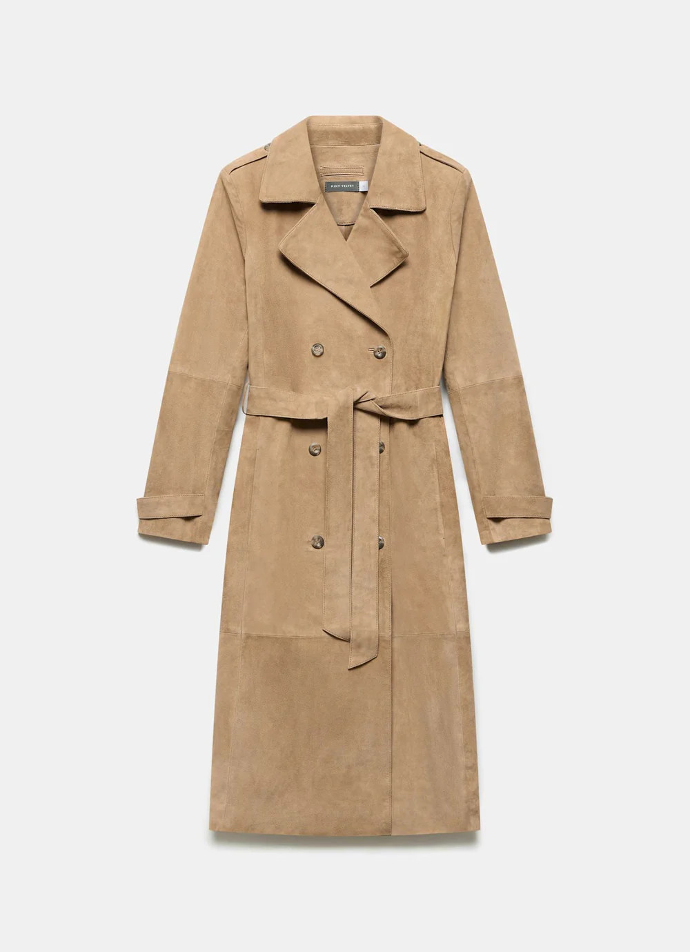 Neutral Suede Trench Coat | Mint Velvet
