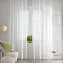 pc Floral Embroidered White Window Curtain Sheer | SHEIN
