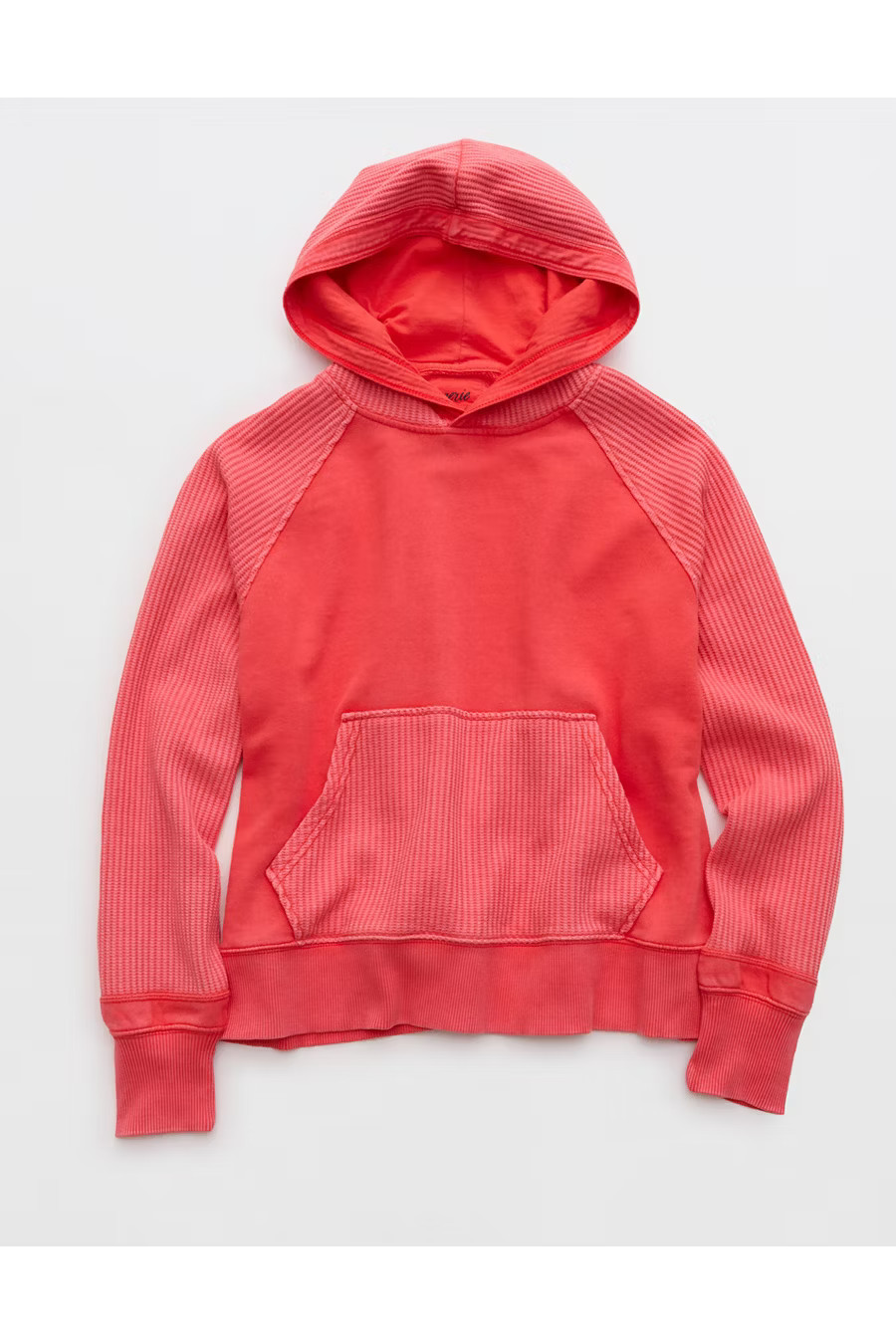 Aerie Essential Waffle Hoodie Women's Bright Red XXS | American Eagle Outfitters (US & CA)