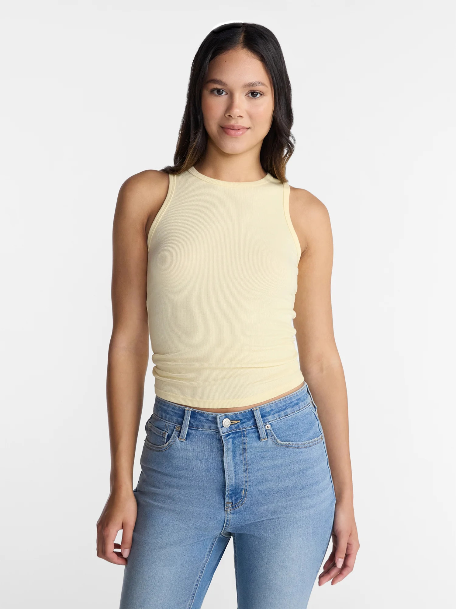 No Boundaries Ribbed High Neck Tank Top, Women's XXS-XXL | Walmart (US)