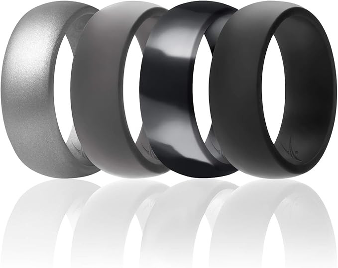 ROQ Silicone Wedding Ring for Men Affordable Silicone Rubber Band, 7 Pack, 4 Pack & Singles - Cam... | Amazon (US)
