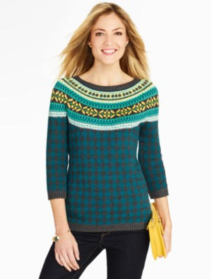 Talbots Women's Fair Isle and Check Sweater | Talbots