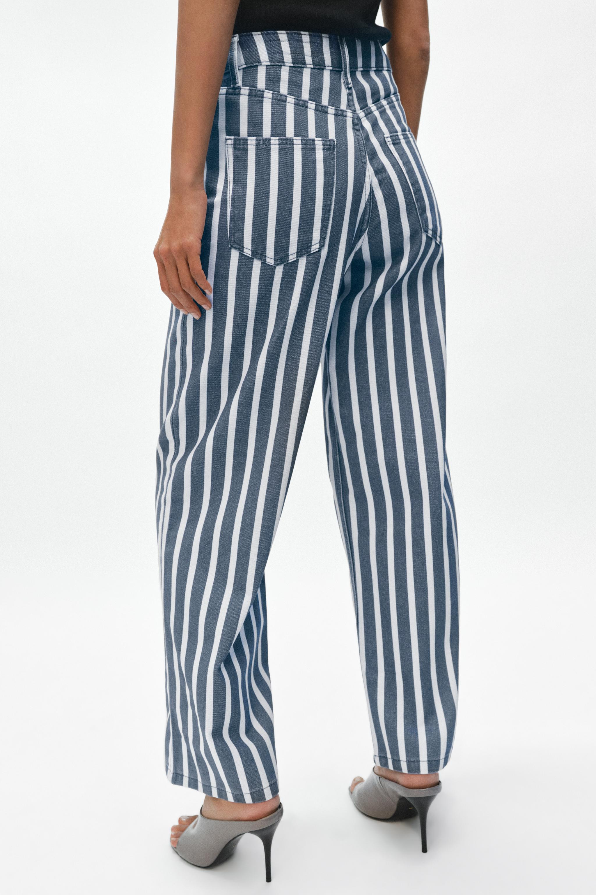 ZW COLLECTION MID-RISE STRIPED LOOSE FIT JEANS | Zara US