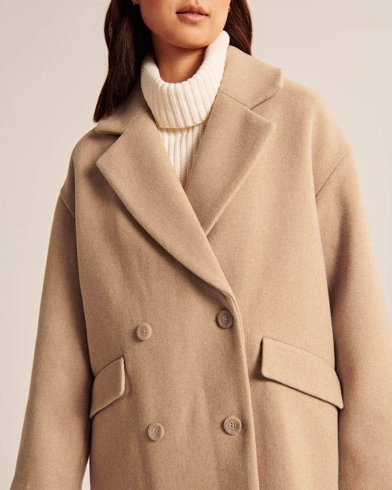 Short Wool-Blend Dad Coat | Abercrombie & Fitch (US)