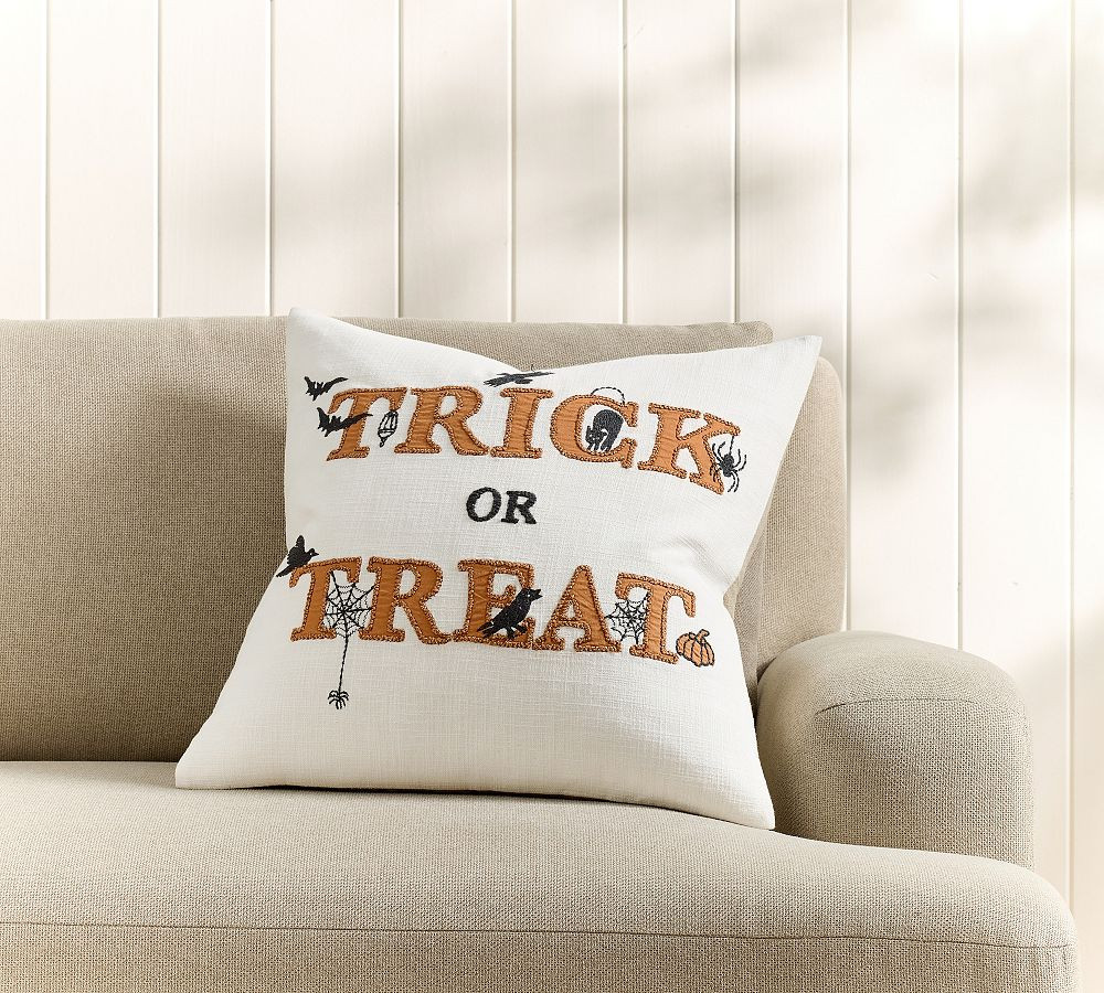 Trick or Treat Embroidered Pillow Cover | Pottery Barn (US)