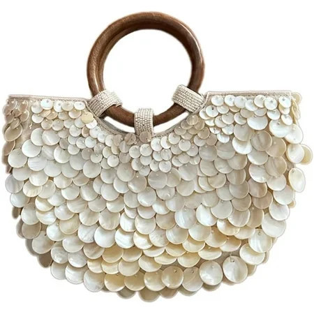 CAILDANL Shell Beaded Clutch Purse for Women Luxury Handmade Top Handle Bag Beach Evening Handbag for Summer Vacation | Walmart (US)