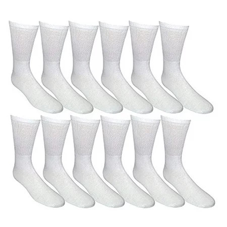 12 Pairs of Women s Cotton Casual Crew Socks Solid Colors Ladies Athletic (White Size 9-11) | Walmart (US)