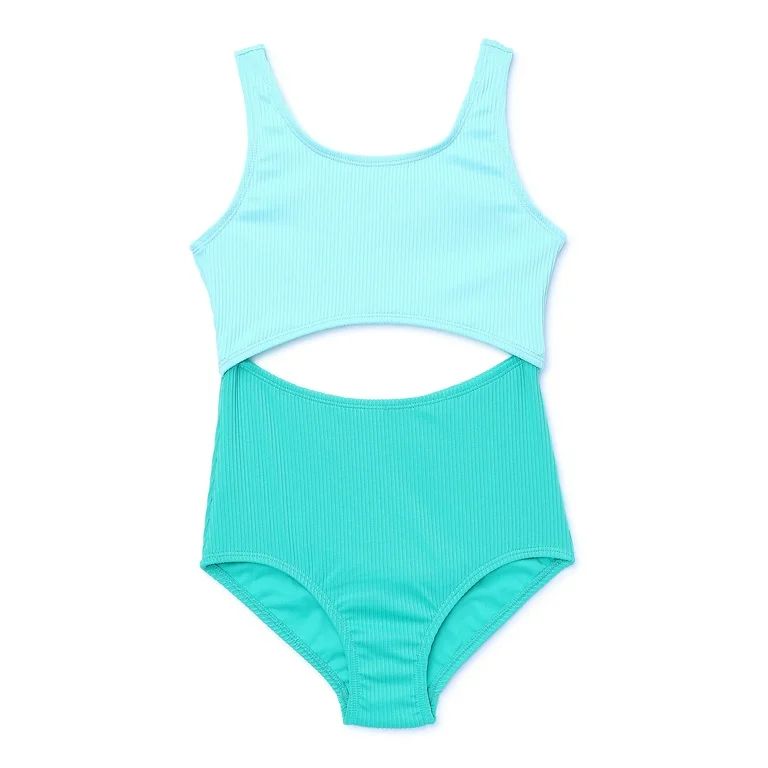 Wonder Nation Girls One-Piece Swimsuit with Cutouts and UPF 50, Sizes 4-18 & Plus | Walmart (US)