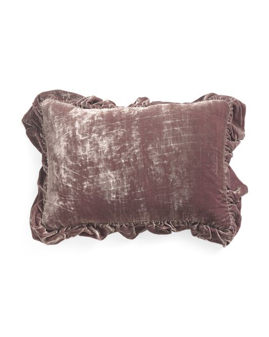14x20 Feather Filled Velvet Ruffle Pillow | TJ Maxx