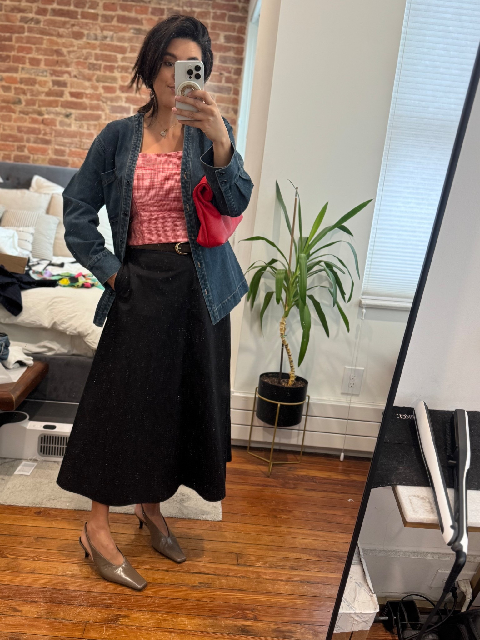 6 in tank
6 in skirt
M in jacket
Heels run tts 
S in belt 

#LTKFindsUnder100