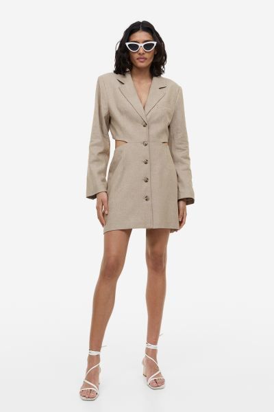 Cut-out linen-blend blazer dress | H&M (UK, MY, IN, SG, PH, TW, HK)