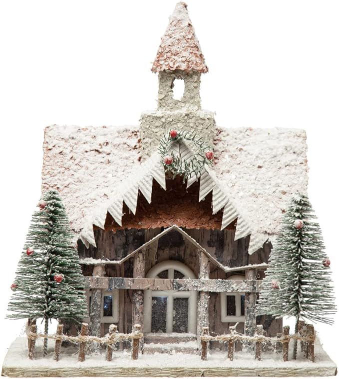 Paper House with Bottle Brush Trees and LED Lights, Multicolor | Amazon (US)