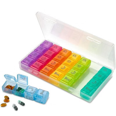 MEDca Weekly Pill Organizer: 4 Compartment AM/PM Box, 7 Day Large Travel Medication Dispenser for Vitamins and Medicines by MEDca | Target