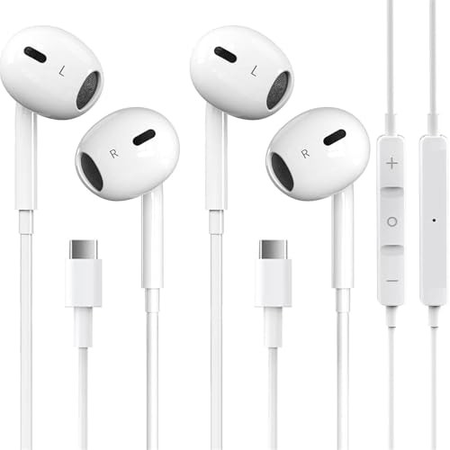 2 Packs USB C Headphones for iPhone 17/16/15 Pro Max Plus Type C Earphones with Microphone & Remo... | Amazon (US)