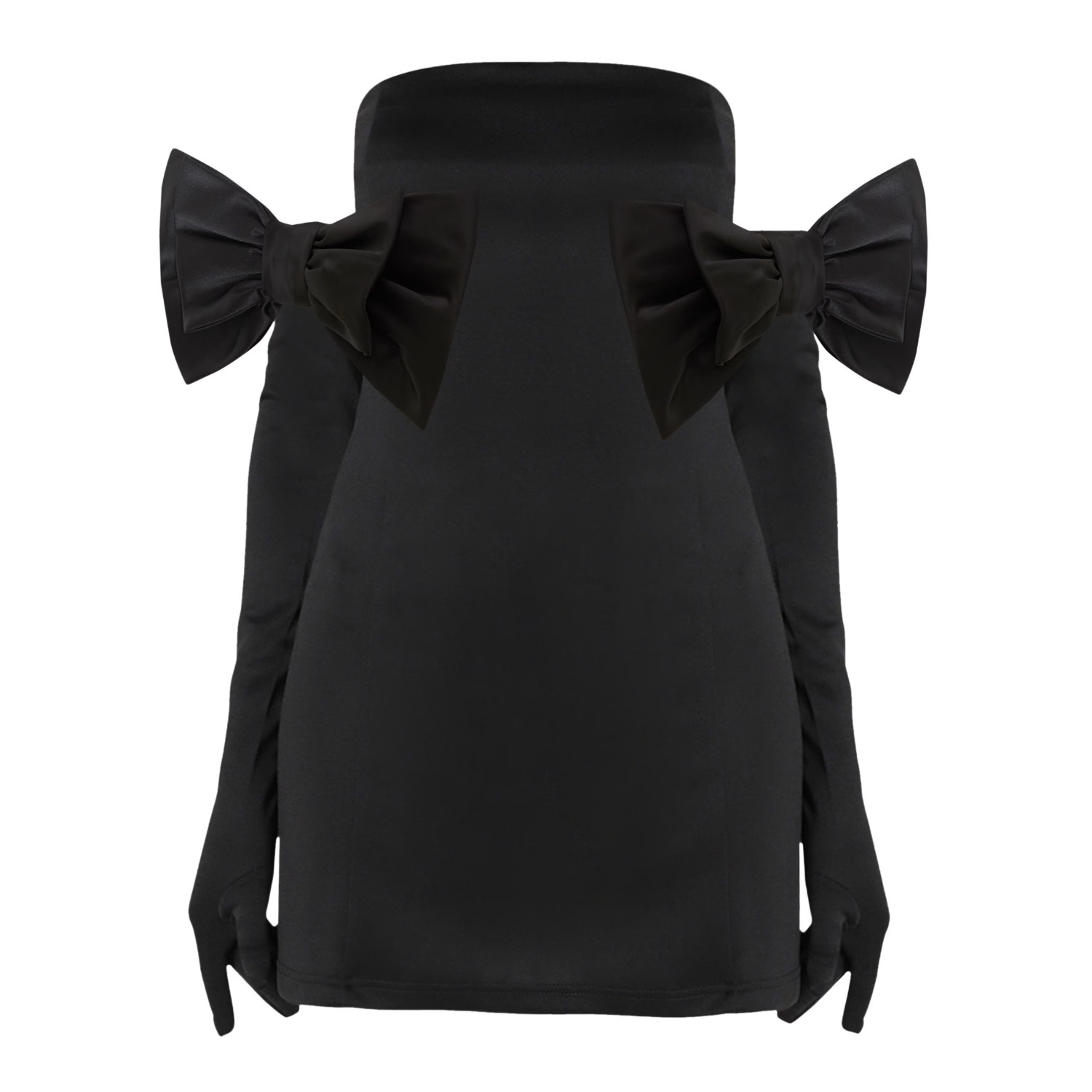 Black Scuba Cupid Dress, Gloves & Black Bows | Wolf & Badger (US)