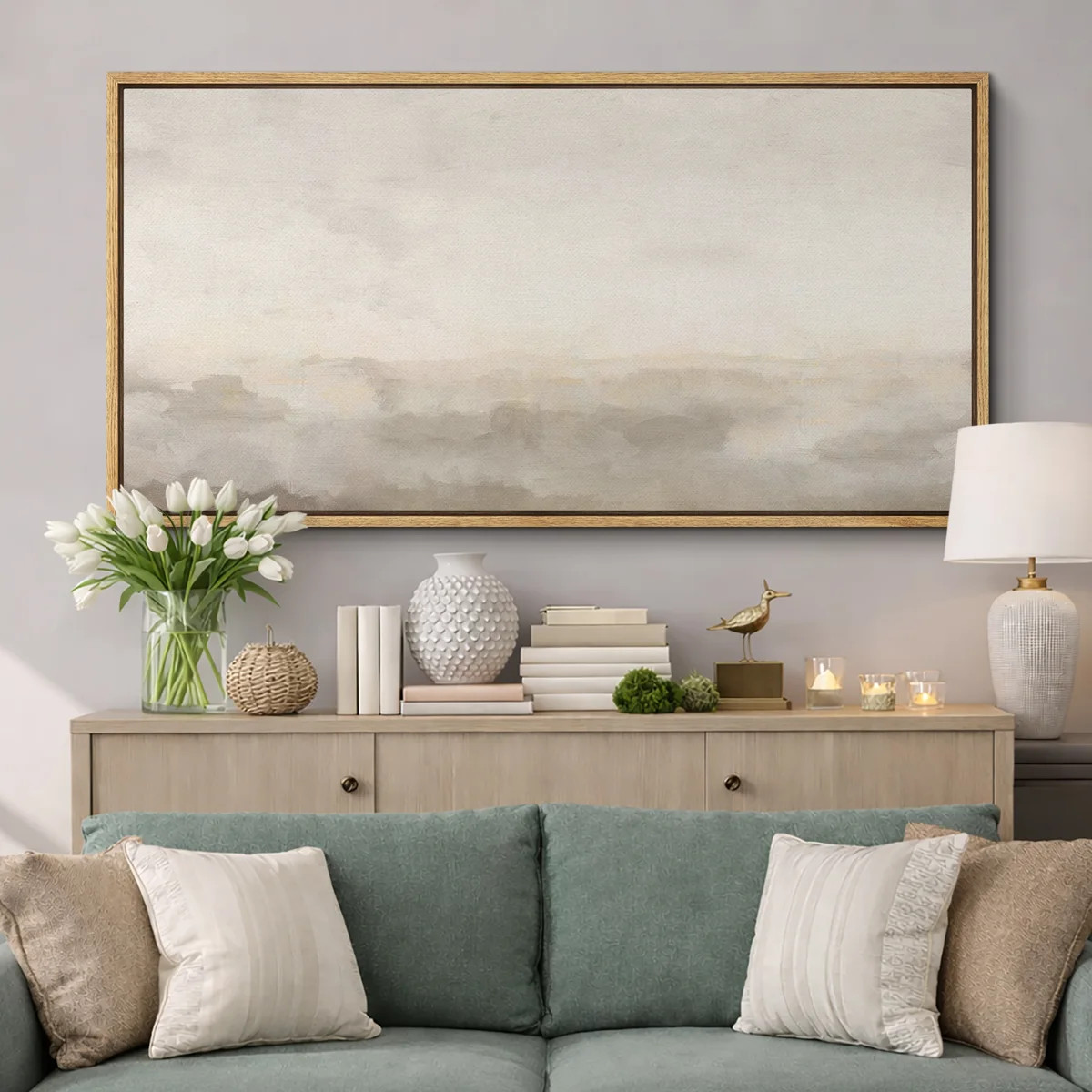 Minimal Landscape "Muted Abstract Calm & Serene Artwork, Neutral Simple Wall Pictures, Extra Larg... | Wayfair North America