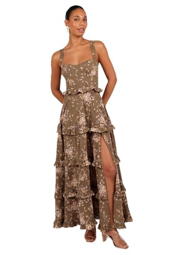 Lillee Tiered Maxi Dress - Olive Print XS | Amazon (US)