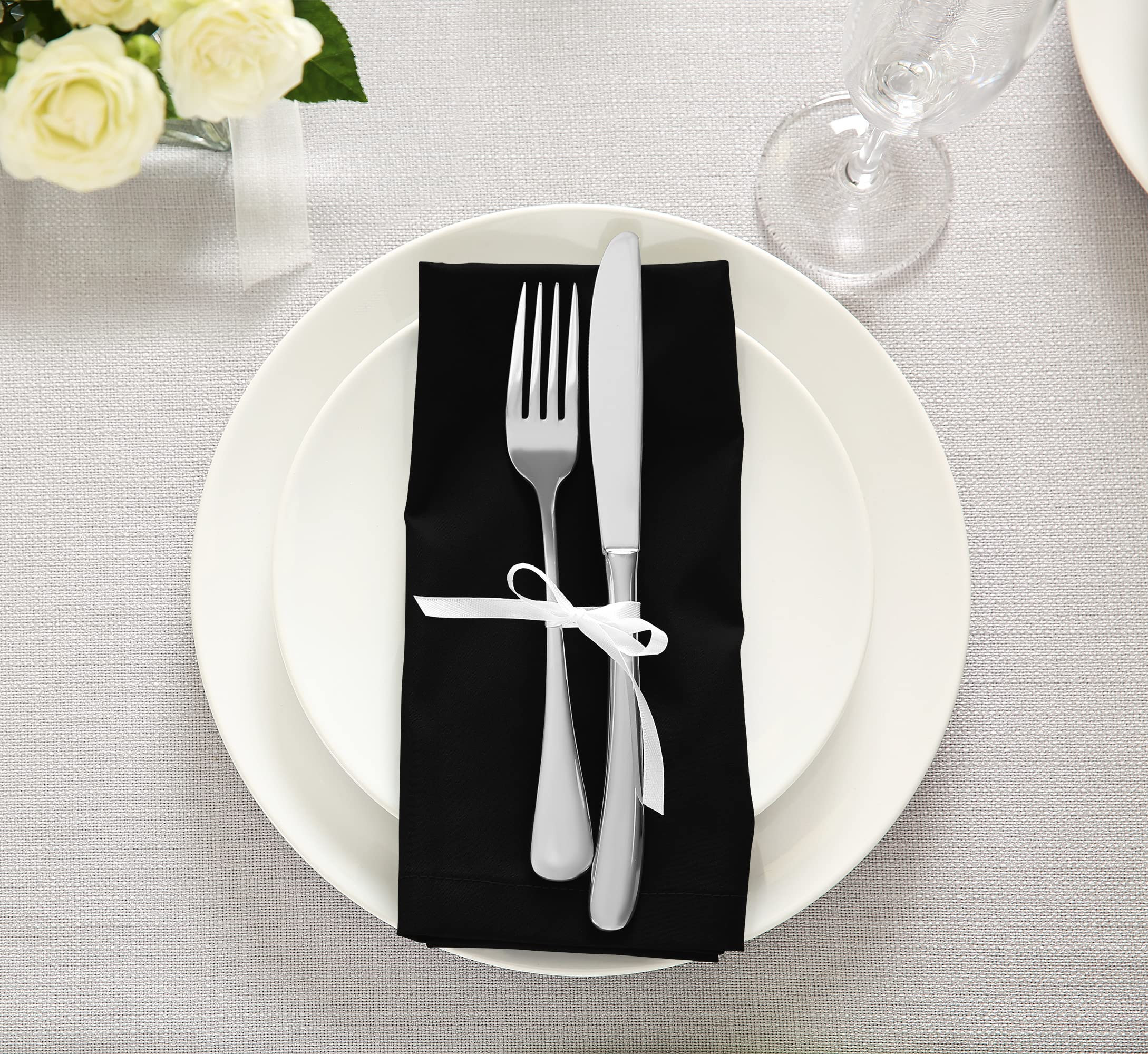 Utopia Kitchen Cloth Napkins 18 by 18 Inches, 12 Pack Black Dinner Napkins, Cotton Blend Soft Durabl | Amazon (US)