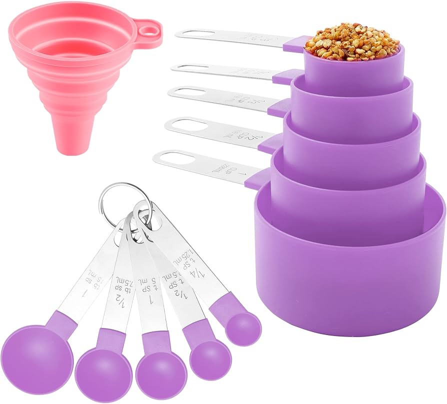 Measuring Cups and Spoons Set of Huygens Kitchen Gadgets 10 Pieces, Stackable Stainless Steel Han... | Amazon (US)