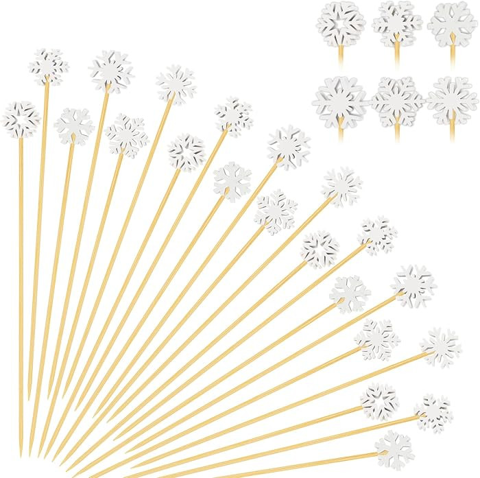 100 Christmas Snowflake Cocktail Picks, 6 Kind of Fancy Christmas Toothpicks for Appetizers, 4.7 ... | Amazon (US)