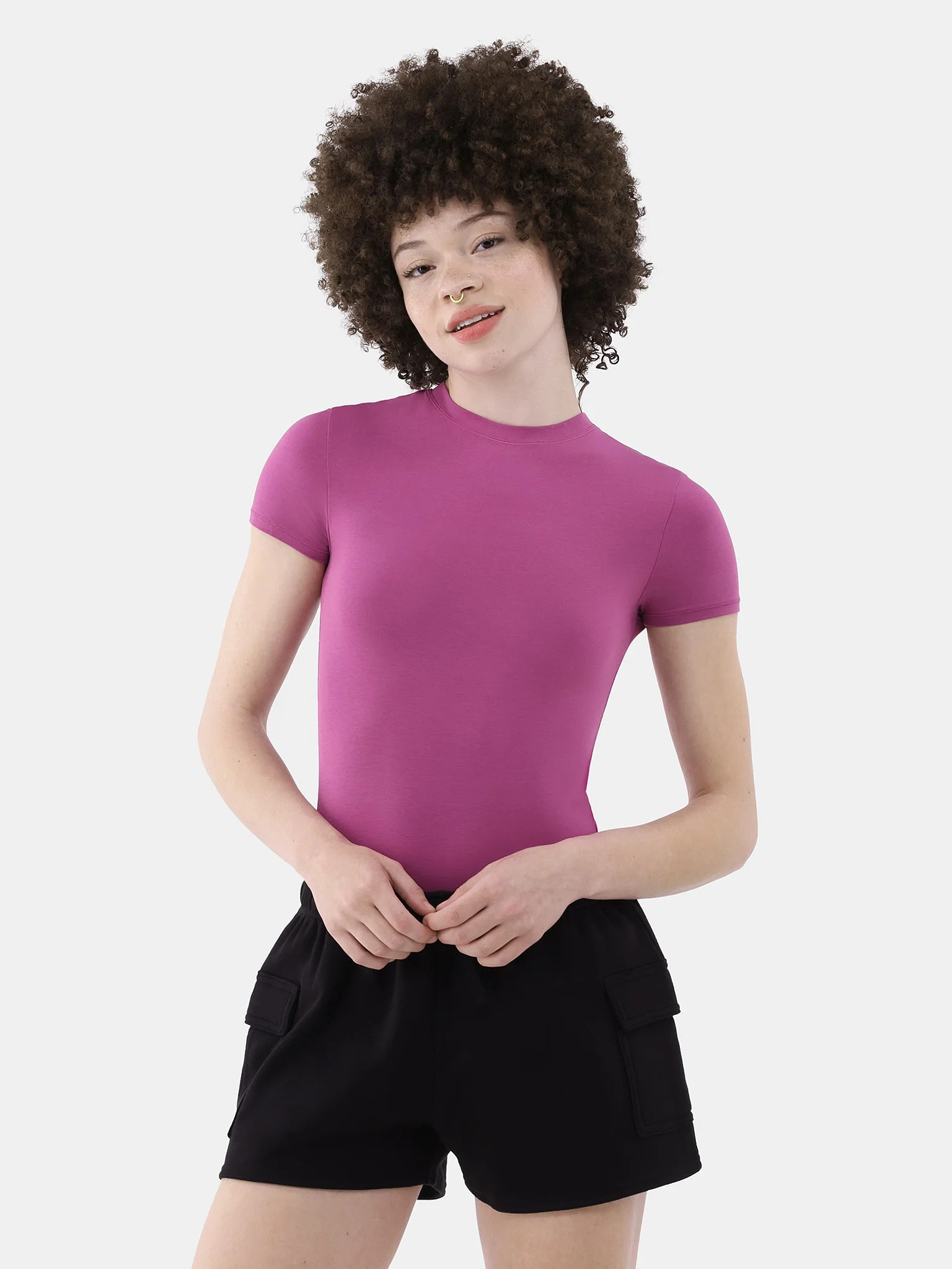 No Boundaries Cotton Jersey T-Shirt Bodysuit, Women’s | Walmart (US)