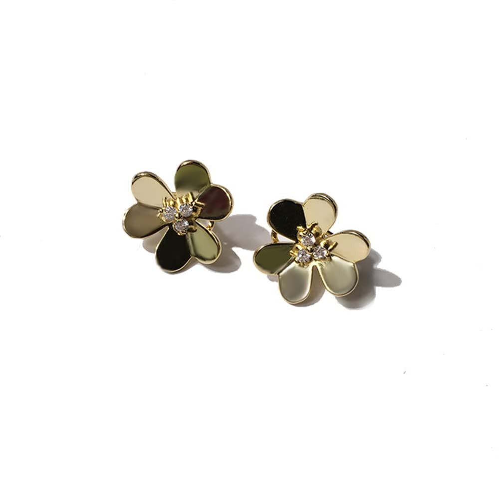 Handmade Clover Earrings for Women 18k Gold Plated AAA Cubic Zirconia Glossy Flowers Stud Earring... | Amazon (US)