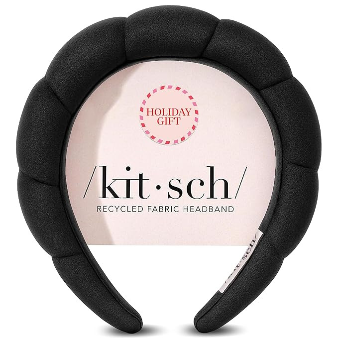Kitsch Spa Headband for Washing Face - Recycled Fabric, Non-Slip Black Headbands for Women - Cute... | Amazon (US)