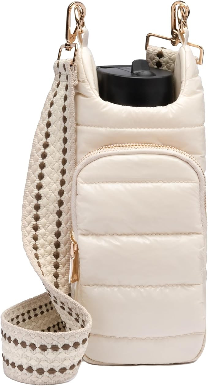 Original HydroBag | Quilted Water Bottle Holder with Strap | Tote Bottle Carrier Crossbody Bag wi... | Amazon (US)