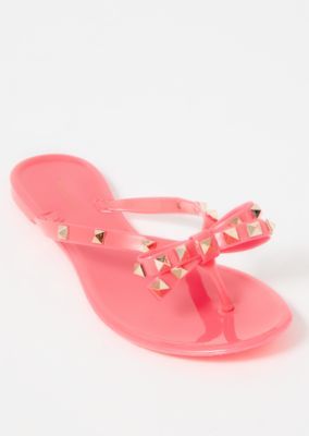 Fuchsia Bow Studded Flip Flops | rue21