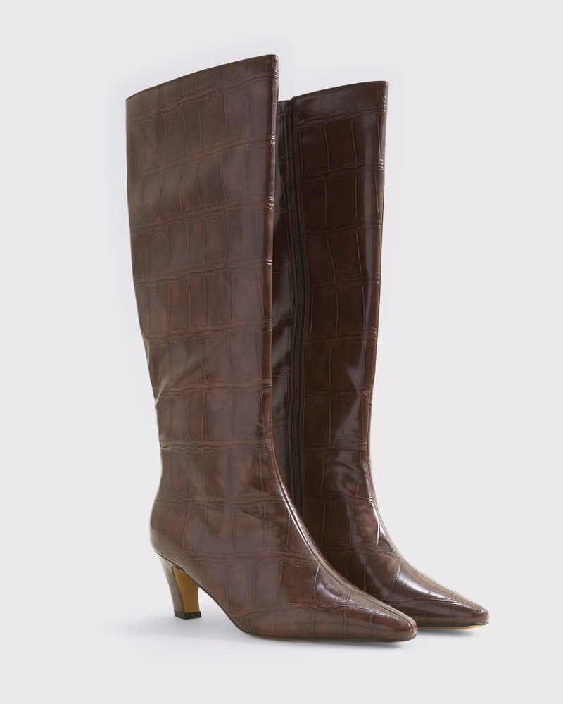 Vegan Leather Kitten Heel Boots | Abercrombie & Fitch (US)