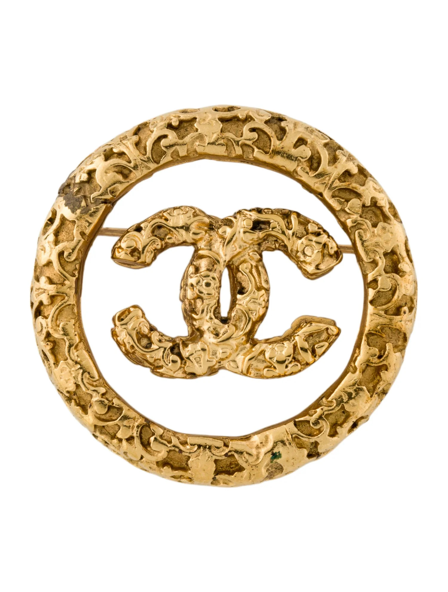 Vintage CC Textured Brooch | The RealReal