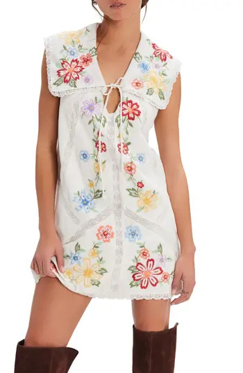 Free People Willow Embroidered Lace Minidress in Ivory at Nordstrom Rack, Size Small | Nordstrom Rack